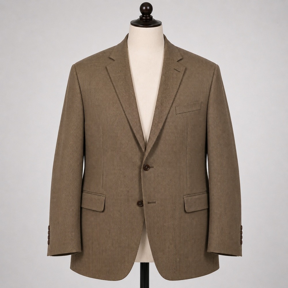 Jos A Bank Signature Collection 44L Brown Houndstooth 100% Wool Blazer Gordon